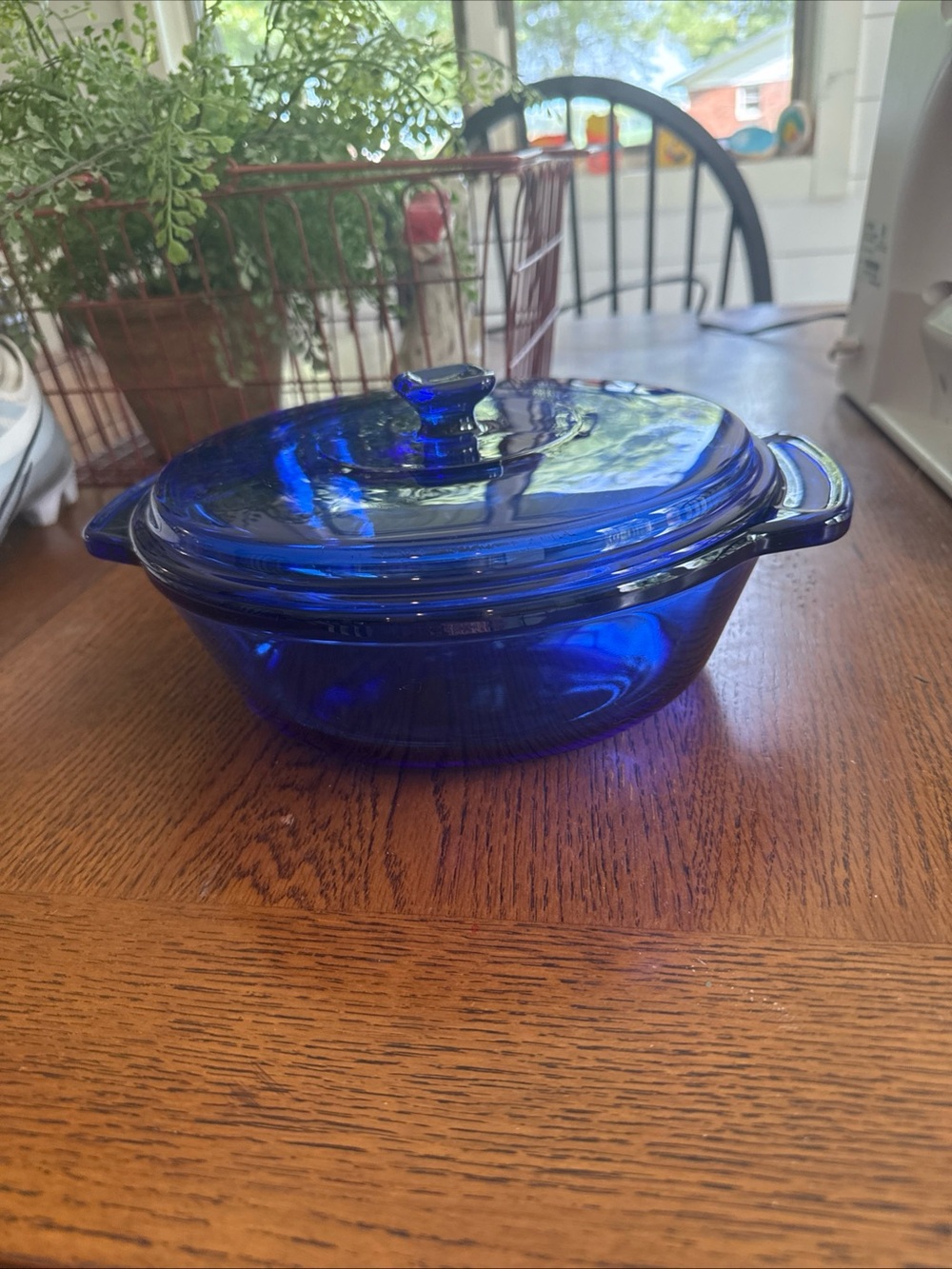 VTG Anchor Hocking Blue Glass Ovenware Casserole Baking Dish & Lid 2QT , 9in